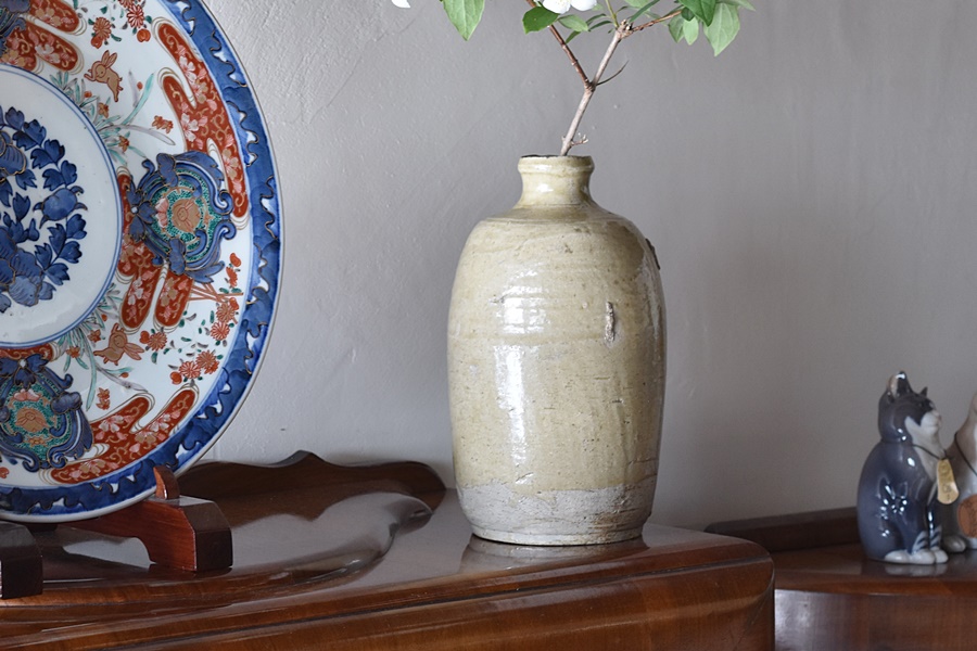 蔵にあった大振りの瀬戸鉄釉瓢形徳利古箱付 蔵にあった大振りの瀬戸鉄