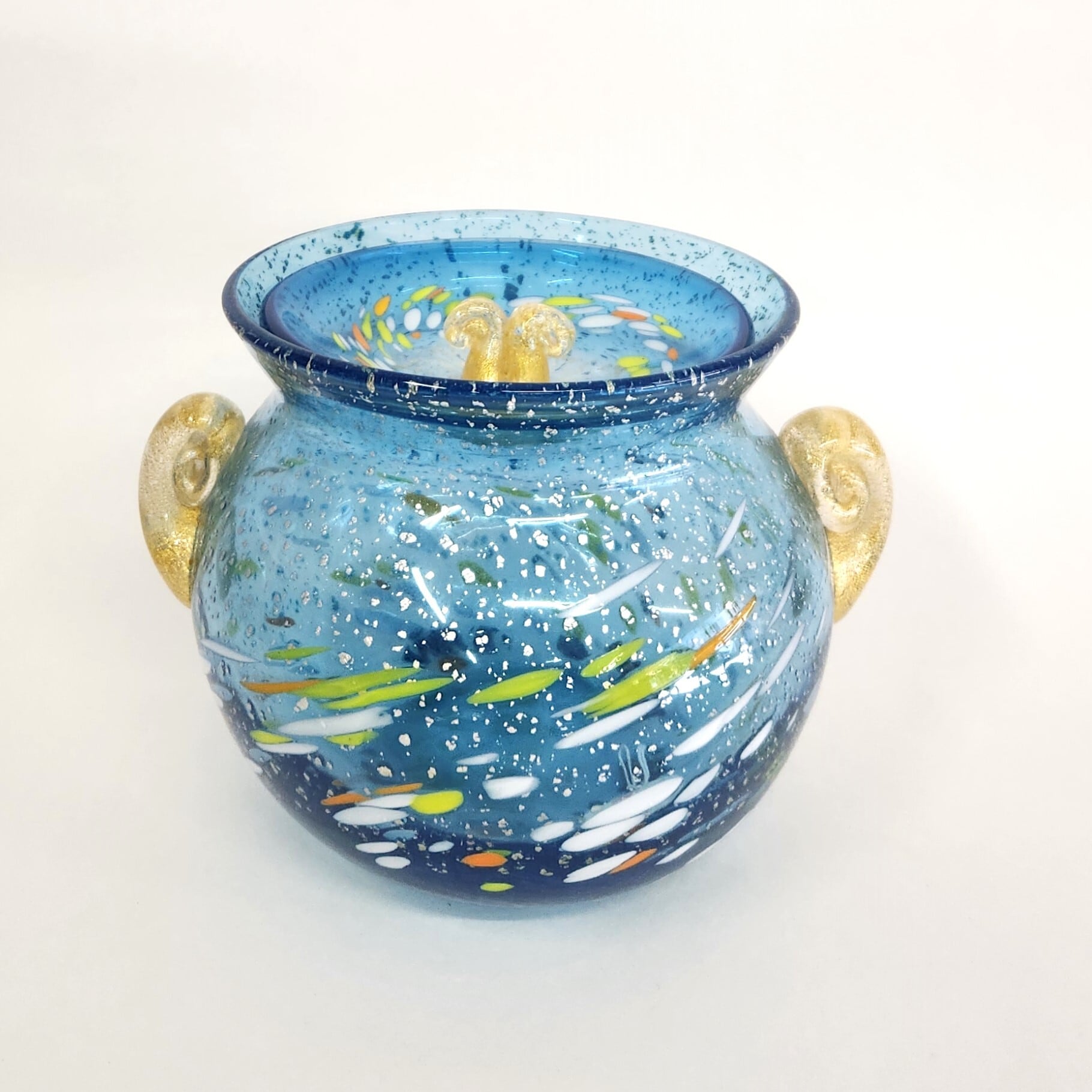 上野良樹 窯変硝子平水指 共箱 美品 硝子 ガラス 古美術 【正一古美術