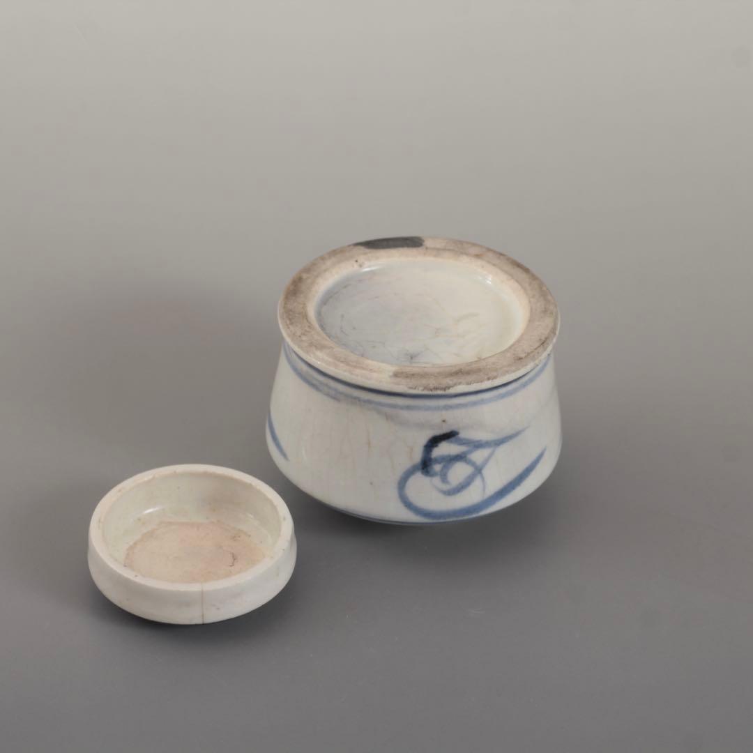 太白手 インク瓶 古道具 アンティーク 陶胎染付 美術品・アンティーク