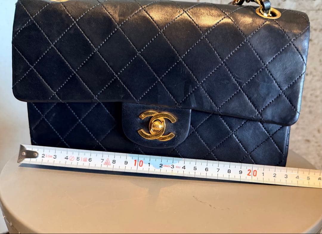 CHANEL ヴィンテージマトラッセ ダブルチェーン G金具 ブラック