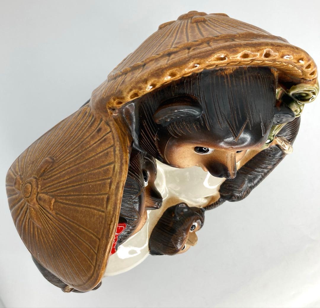 信楽焼 家族仲良しタヌキ /陶器 縁起物 たぬき 置物 未使用品