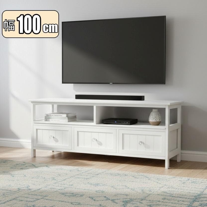 フォロー割幅100㎝【新品】クリスタル取っ手付き 白いテレビ台 アンティーク調 楽天市場】テレビ台 ローボード シャビー調 クリスタル調取っ手 幅